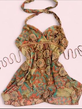 2000s Jordache Boho Halter W Ties